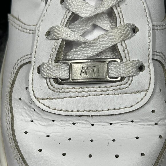 Nike Air Force 1 Kids 6Y White on White Leather Sneakers Low-Top Lace-Up Shoes - Picture 5 of 16